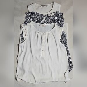 LOFT Craam and Black Sleeveless Blouse Bundle Size Petite LG